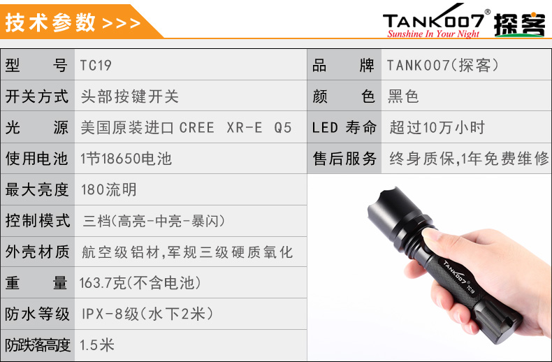 選購強(qiáng)光手電筒什么品牌好？探客TANK007手電筒生產(chǎn)廠家